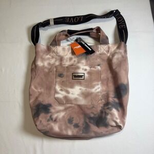 LIKE DREAMS NWT Taupe Tie Dye Tote Laptop Bag Utility Canvas Travel
